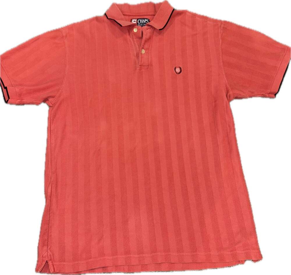 Vintage Chaps Ralph Lauren Herringbone Striped Polo Shirt Size Large